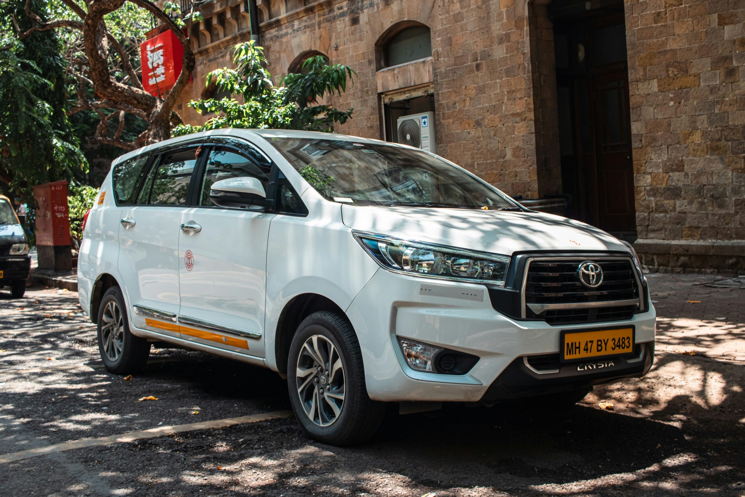 Tempo traveler van parked near forest