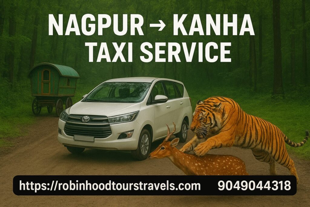 Book Nagpur to Kanha taxi service with Robin Hood Tours & Travels for safe and comfortable cab booking.